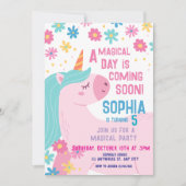 Unicorne rose magique Invitation Anniversaire Arc (Devant)