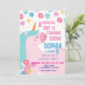 Unicorne rose magique Invitation Anniversaire Arc (Debout devant)