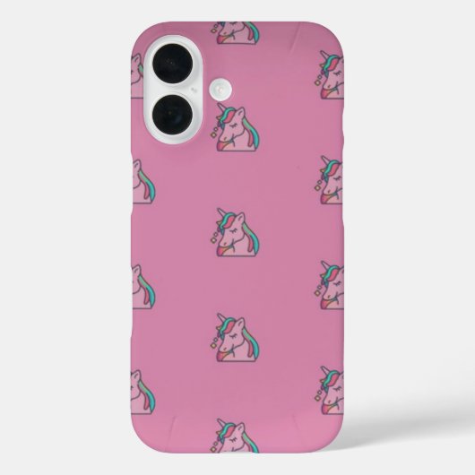 Unicorne rose mignonne IPhone 16 Coque (Verso)