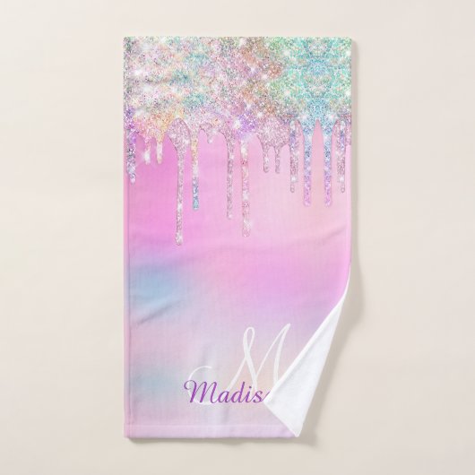 Unicorne rose mignonne Parties scintillant arc-en- (Serviette à main)