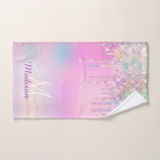 Unicorne rose mignonne Parties scintillant arc-en- (Serviette à main)