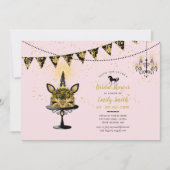 Unicorne rose noir Fête des mariées Invitations go (Devant)