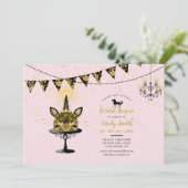 Unicorne rose noir Fête des mariées Invitations go (Debout devant)