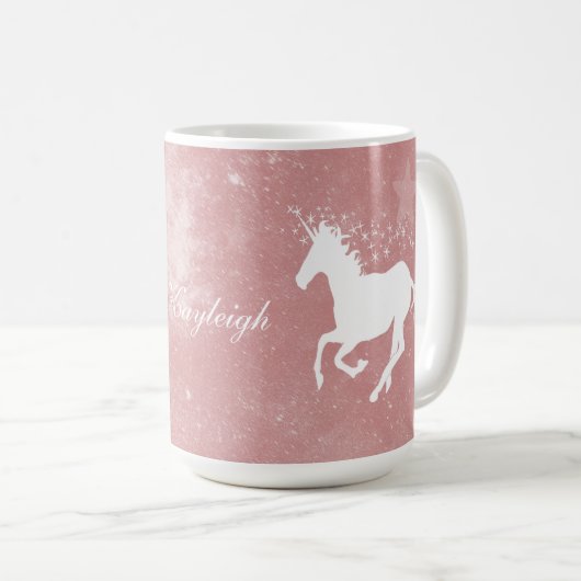 Unicorne rose Personnalisé Café Mug (Devant droit)