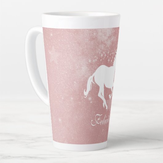 Unicorne rose Personnalisé Latte Mug (Angle gauche)