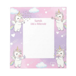 Unicorne rose Personnalisé Mitzvah Notes Bloc-note