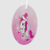 Unicorne rose Personnalisé Ornement de Noël (devant)