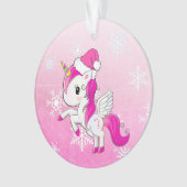 Unicorne rose Personnalisé Ornement de Noël (devant)