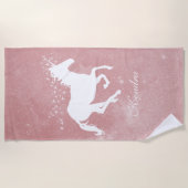 Unicorne rose Serviette de plage personnalisée (Devant)