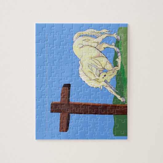 Unicorne s'inclinant pour traverser le puzzle chré (Vertical)