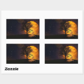 Unicorne Sous Arbre Dans Un Sticker Lune (Feuille)