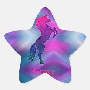 Unicorne Star Stickers avec nom personnalisé