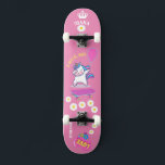 Unicorne sur skateboard avec légendes personnalisé<br><div class="desc">Unicorne sur skateboard avec légendes personnalisées Unicorn Personnalisé Skateboard CLIQUEZ SUR OPTION PERSONNALISER MODÈLE ET ENTREZ LE NOM. vous pouvez également personnaliser d'autres légendes. skateboard cool conçu avec des couleurs vives et pour l'arrière - plan et une licorne funky chevauchant un skateboard. Ce Skateboard est une excellente idée cadeau pour...</div>
