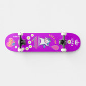 Unicorne sur skateboard avec légendes personnalisé (Horz)