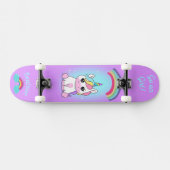 Unicorne sur skateboard avec légendes personnalisé (Horz)
