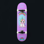 Unicorne sur skateboard avec légendes personnalisé<br><div class="desc">Unicorne sur skateboard avec légendes personnalisées Unicorn Personnalisé Skateboard CLIQUEZ SUR OPTION PERSONNALISER MODÈLE ET ENTREZ LE NOM. vous pouvez également personnaliser d'autres légendes. skateboard cool conçu avec des couleurs vives et pour l'arrière - plan et une licorne funky chevauchant un skateboard. Ce Skateboard est une excellente idée cadeau pour...</div>