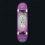 Unicorne sur skateboard avec légendes personnalisé<br><div class="desc">Unicorne sur skateboard avec légendes personnalisées Unicorn Personnalisé Skateboard CLIQUEZ SUR OPTION PERSONNALISER MODÈLE ET ENTREZ LE NOM. vous pouvez également personnaliser d'autres légendes. skateboard cool conçu avec des couleurs vives et pour l'arrière - plan et une licorne funky chevauchant un skateboard. Ce Skateboard est une excellente idée cadeau pour...</div>
