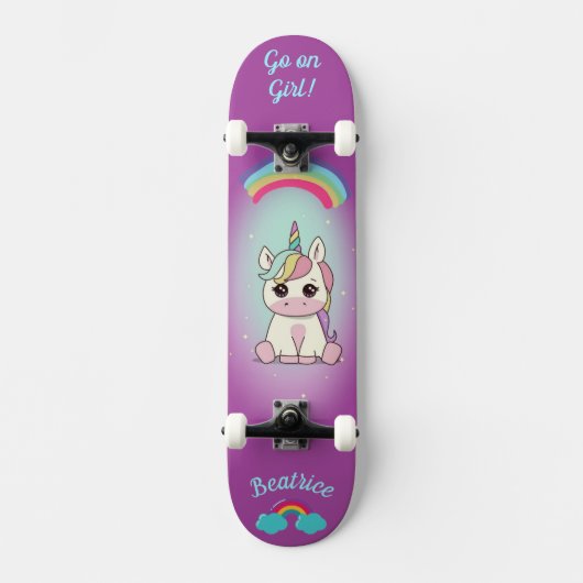 Unicorne sur skateboard avec légendes personnalisé (Recto)