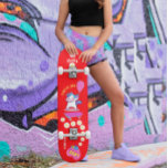 Unicorne sur skateboard avec légendes personnalisé<br><div class="desc">Unicorn Personnalisé Skateboard CLIQUEZ SUR L'OPTION PERSONNALISER MODÈLE ET ENTREZ LE NOM. vous pouvez également personnaliser d'autres légendes. skateboard cool conçu avec des couleurs vives et pour l'arrière - plan et une licorne funky chevauchant un skateboard. Ce Skateboard est une excellente idée cadeau pour un amoureux de la licorne.</div>