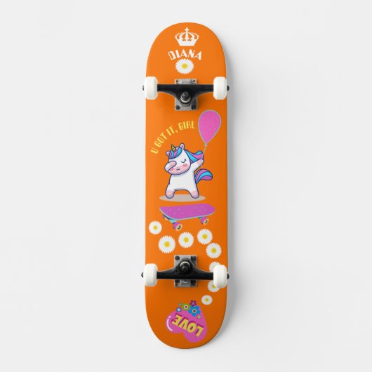Unicorne sur skateboard avec légendes personnalisé (Recto)