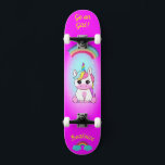 Unicorne sur skateboard avec légendes personnalisé<br><div class="desc">Unicorne sur skateboard avec légendes personnalisées Unicorn Personnalisé Skateboard CLIQUEZ SUR OPTION PERSONNALISER MODÈLE ET ENTREZ LE NOM. vous pouvez également personnaliser d'autres légendes. skateboard cool conçu avec des couleurs vives et pour l'arrière - plan et une licorne funky chevauchant un skateboard. Ce Skateboard est une excellente idée cadeau pour...</div>