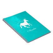 Unicorne Turquoise Carnet personnalisé (Côté Droit)