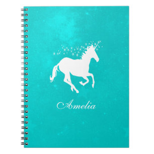 Unicorne Turquoise Carnet personnalisé