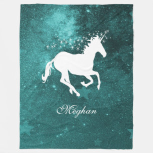 Unicorne turquoise couverture en polaire personnal