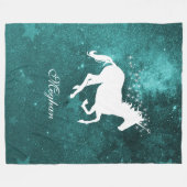 Unicorne turquoise couverture en polaire personnal (Devant (Horizontal))