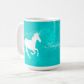 Unicorne Turquoise - Mug de café personnalisé (Devant gauche)