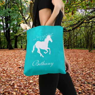 Unicorne Turquoise Sac fourre-tout personnalisé