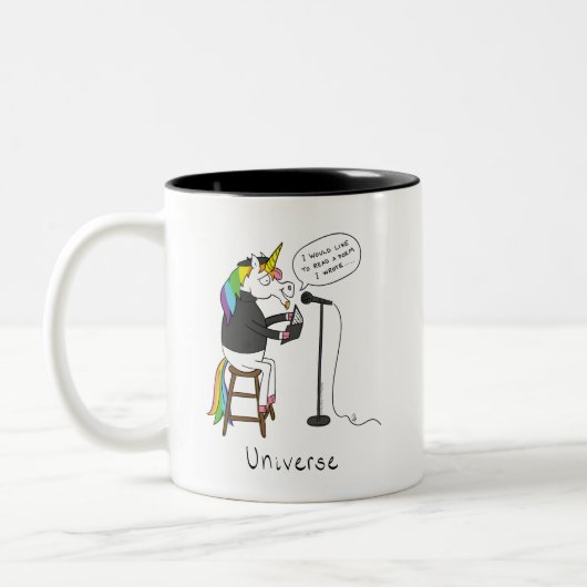 Unicorne Universe Lecture Poésie Drôle Café Mug (Gauche)