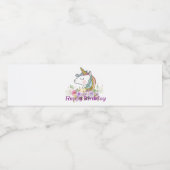 unicorne, violet floral, bouteille d'eau étiquette (Étiquettes simples)