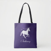 Unicorne violet foncé Sac fourre-tout personnalisé (Devant)