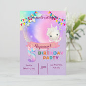 Unicorne Whimsical - Invitation à la fête d'annive (Debout devant)