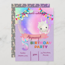 Unicorne Whimsical - Invitation à la fête d'annive