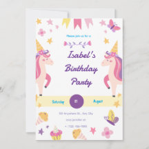 Unicorne Whimsical Invitation Anniversaire