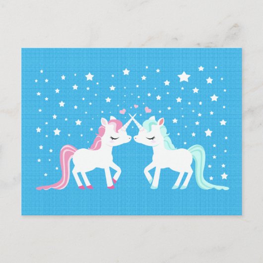Unicornes amoureuses Carte postale (Devant)