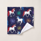 Unicornes Bleues Blancs Patriotique Américain (Gant de toilette)