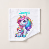 Unicornes colorées, Monogrammes | (Gant de toilette)