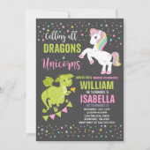 Unicornes Et Dragons Anniversaire Invitation Magiq (Devant)