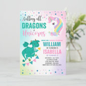Unicornes Et Dragons Anniversaire Invitation Magiq (Debout devant)