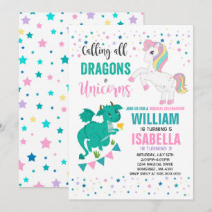 Unicornes Et Dragons Anniversaire Invitation Magiq