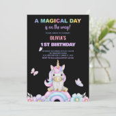 Unicornes papillon Invitations d'anniversaire (Debout devant)