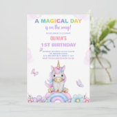 Unicornes papillon Invitations d'anniversaire (Debout devant)