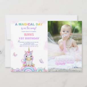 Unicornes papillon Invitations d'anniversaire avec