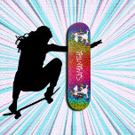 Unicornes Rainbow Parties scintillant Skateboard<br><div class="desc">Unicorns Rainbow Parties scintillant Skateboard Quand vous avez besoin de votre impact couleur sur le dessus. "Je vois tes vraies couleurs / Et c'est pourquoi je t'aime", chante-t-elle. Libérez votre licorne interne ⭐ Ce produit est 100% personnalisable. *****Cliquez sur le BOUTON PERSONNALISER pour ajouter, supprimer, déplacer, redimensionner, modifier, tourner, etc......</div>