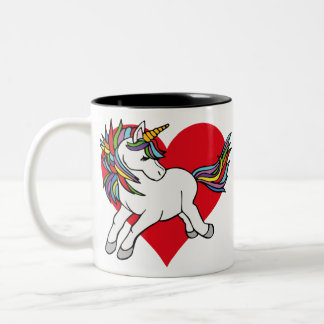 unicornio con corazon rojo tweekleurige koffiemok