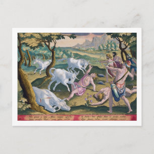 Unicorns aan de banken van de Indus, gejaagd door  Briefkaart