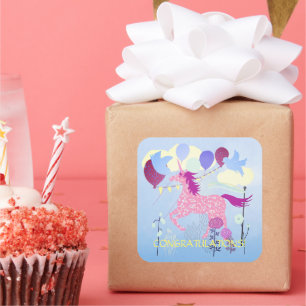 Unicorn's Birthday Party Vierkante Sticker